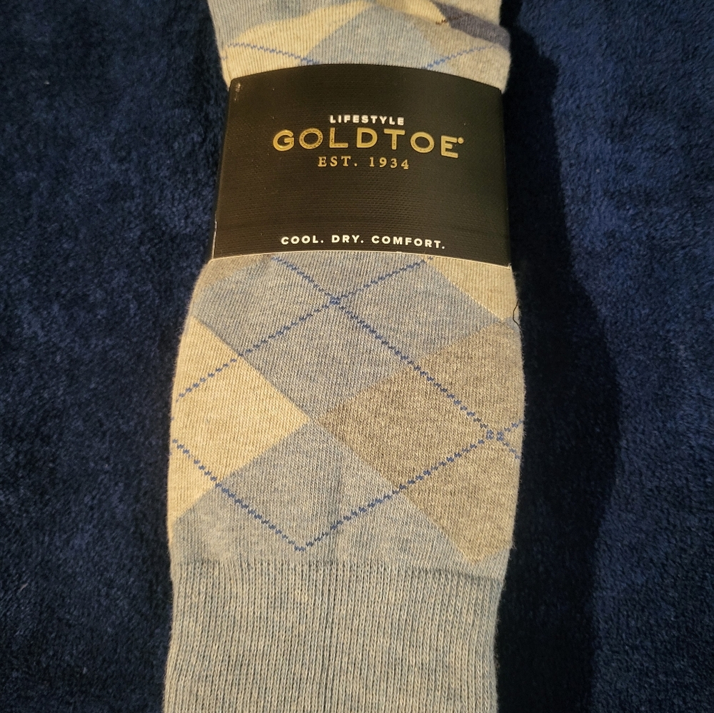 Gold Toe Men's Argyle Dress Socks - Light Blue and Gray